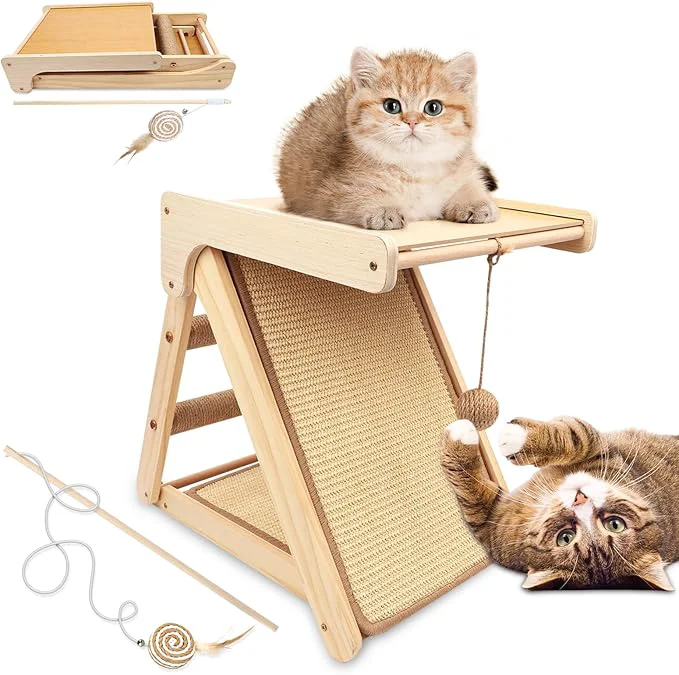 Top-Quality Cat Scratching Pads Sisal Pad Kitten Scratchers Ramp Kitty Scratcher Sisal Cat Scratcher Solid Wood Cats Scratching Board Platform Style with Wooden Cat Teaser About ThisOverview First-Class