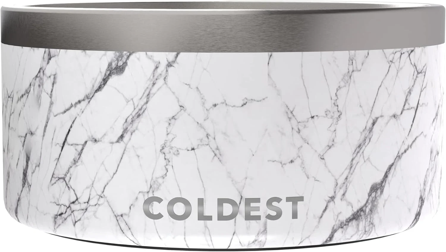 Fine Crafted Coldest Dog Bowl – Anti Rust Metal Non Slip 3 Layers Insulated Stainless Steel Dog Bowls – Spill Proof Heavy Duty – Water Bowl for Dogs Cats Pets Dish Washer Safe 200 oz Carrara Marble Recyclable