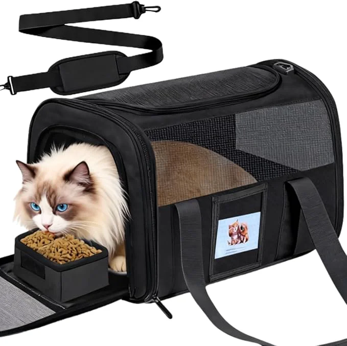 Enhanced Soft Cat Carrier for Pets Up to 15 lbs TSA for Airline in-Cabin Quality