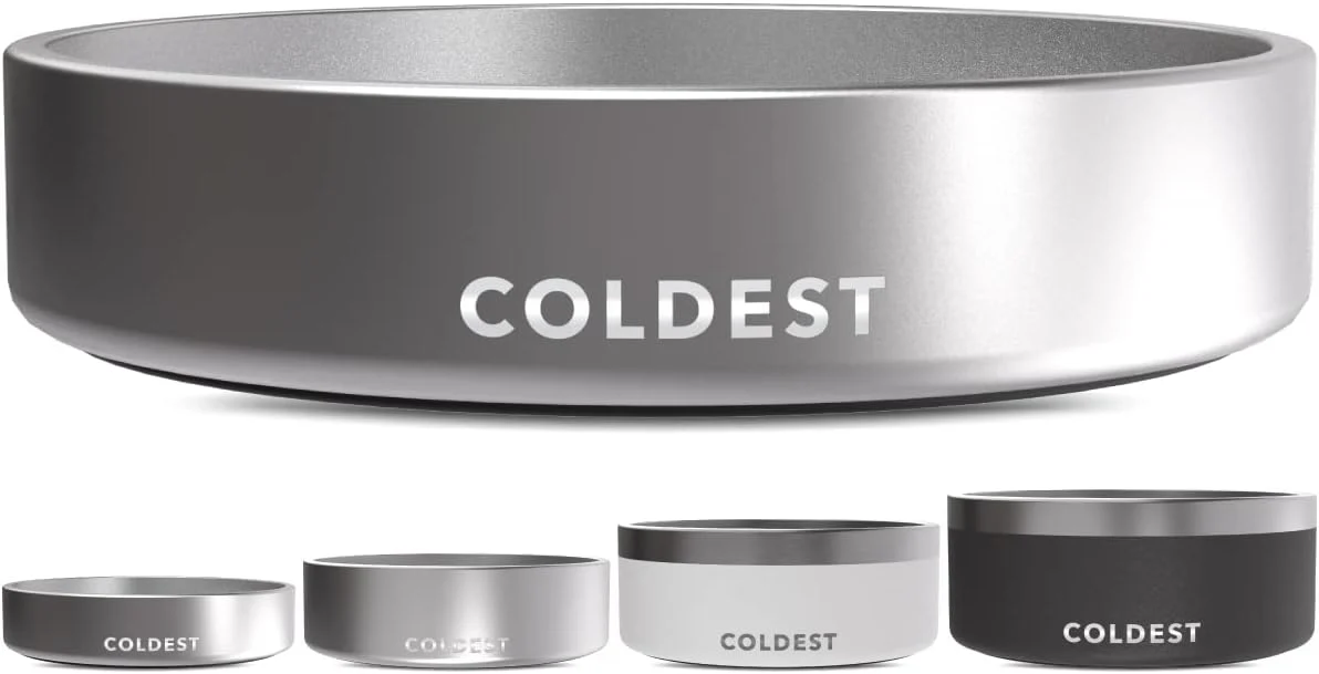 Smooth Coldest Dog Bowl – Anti Rust Metal Non Slip 3 Layers Insulated Stainless Steel Dog Bowls – Spill Proof Heavy Duty – Water Bowl for Dogs Cats Dish Washer Safe 21 oz Polished Stainless Steel Contemporary
