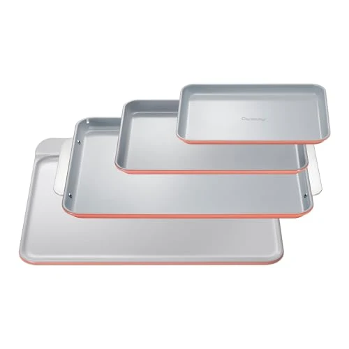 Easy-to-Use Non Stick Ceramic Baking Sheet Trio and Cookie Sheet Set 4 Count Superior