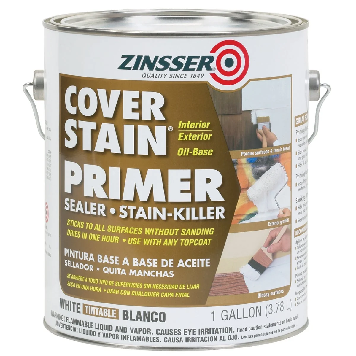 Enhanced Zinsser Cover-Stain Oil-Base Interior Exterior Sealer And Stain-Killer Primer White 1 Gal. Genuine