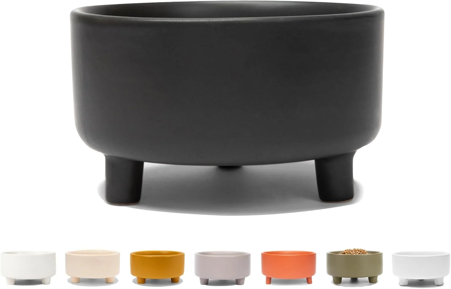 Long-Lasting Waggo Uplift Ceramic Dog Bowl for Small Medium and Large Breeds – Heavyweight and Durable Pet Food and Water Dish Crock Dishwasher Safe Modern d Feeder Black Medium High-End