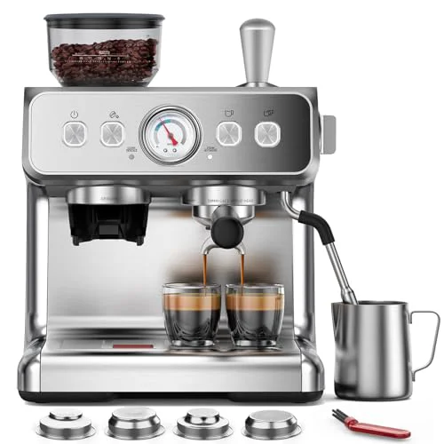 Responsible 15 Bar Espresso Machine with Grinder Milk Frother Healthy