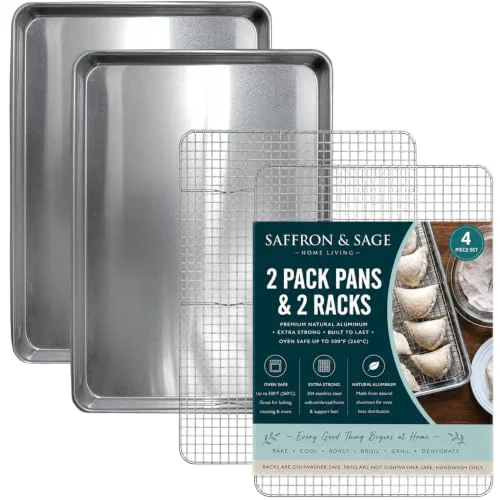 Functional Commercial Quality 2 Pack Cookie Sheet and 2 Pack Rack 4 Count Modern