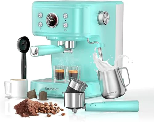 Trendy EM 04E 20Bar Espresso Machine with Milk Frother Steam 1100W TBlue Genuine