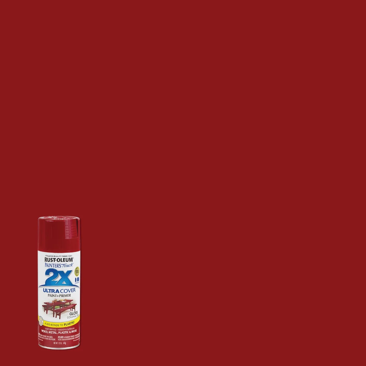 Effective Rust-Oleum Painter’s Touch 2X Ultra Cover 12 Oz. Gloss Paint Primer Spray Paint Colonial Red Organic