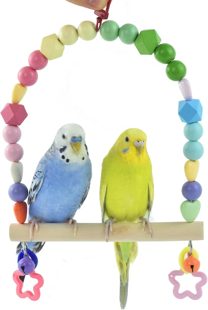 Proven Wooden Bird Swing for Cockatiels Parrot Perch Hanging Toys Parakeets Birdcage Selected