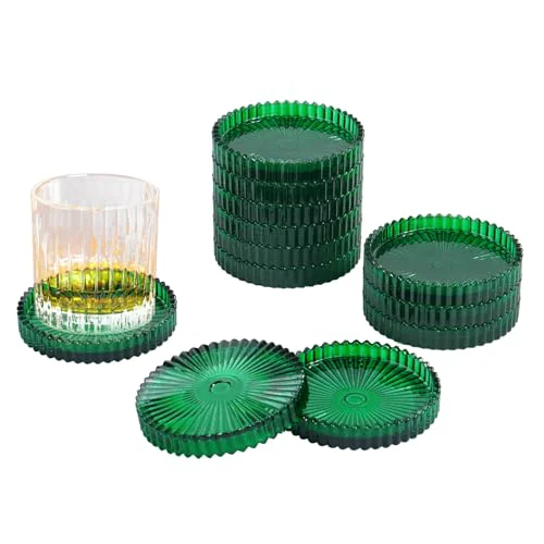 Safe Crystal Glass Coaster 6 Pack Round Cup Drinks Coasters 12 Count High-Grade