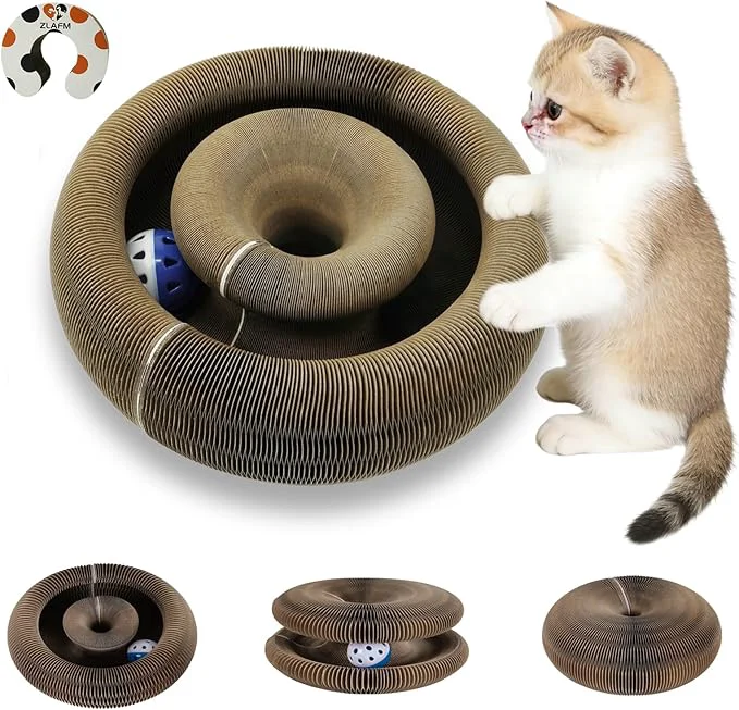 Smooth Organ Cat Scratcher Toy Foldable Reversible Accordion Kitty Toy with Bell Ball Interactive Cardboard Scratching Board Scratcher Pad for Indoor Cats 1 Pack About ThisOverview Minimalist