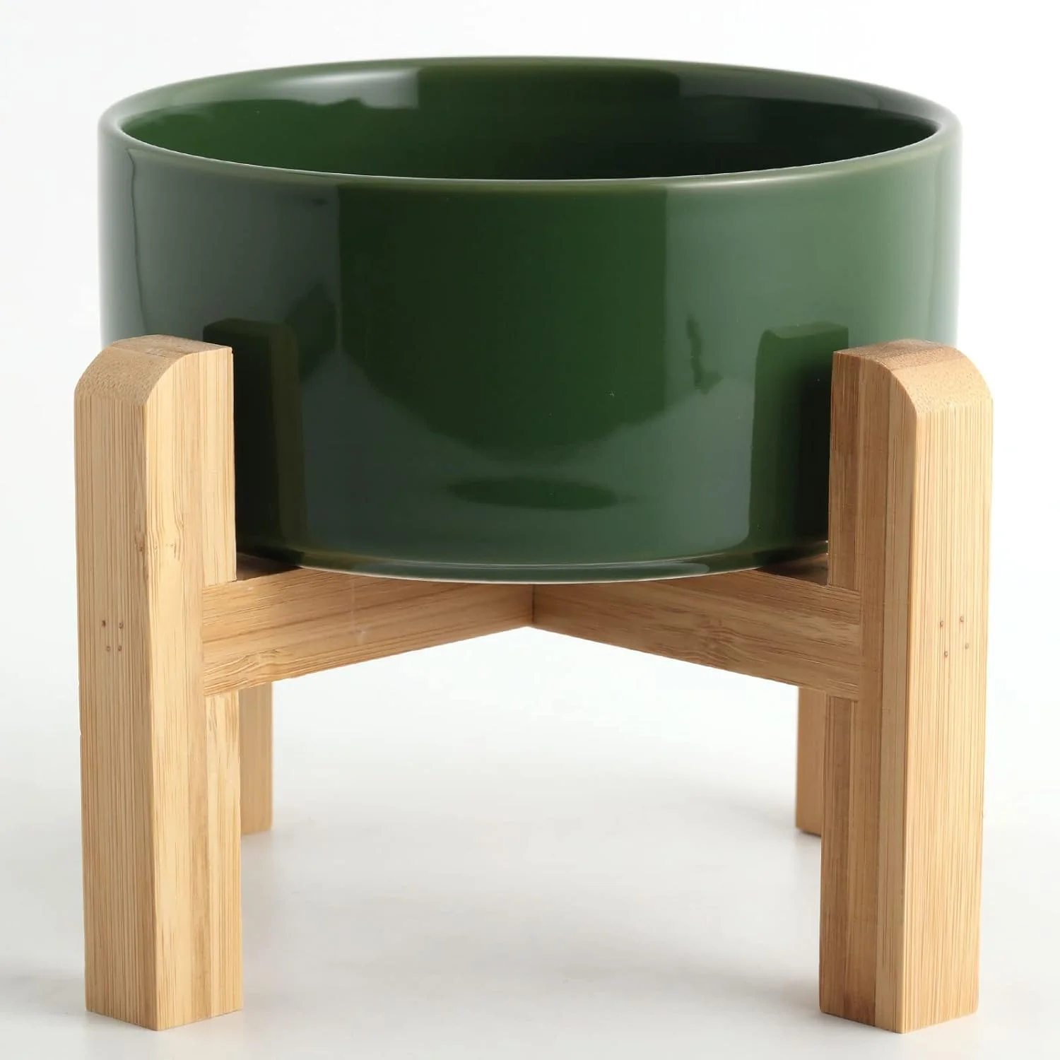 Petygooing 28 OZ d Raised Ceramic Dog Bowl for Small and Medium Breeds Dog Food Water Dish with Stand Pet Feeding Bowl Anti Slip Rubber for Small and Medium Dogs 3.6 Cups Rust Green Reusable