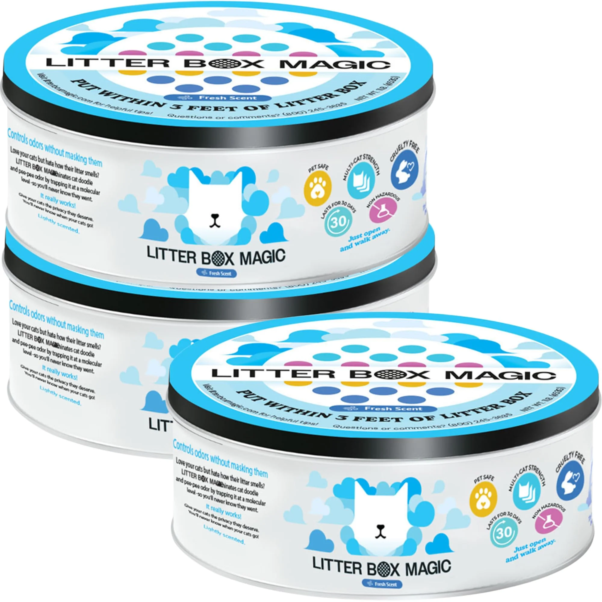 High-End Litter Box Cat Deodorizer Jar – 16 oz 3-Pack Odor Eliminator for Litter Box Quality