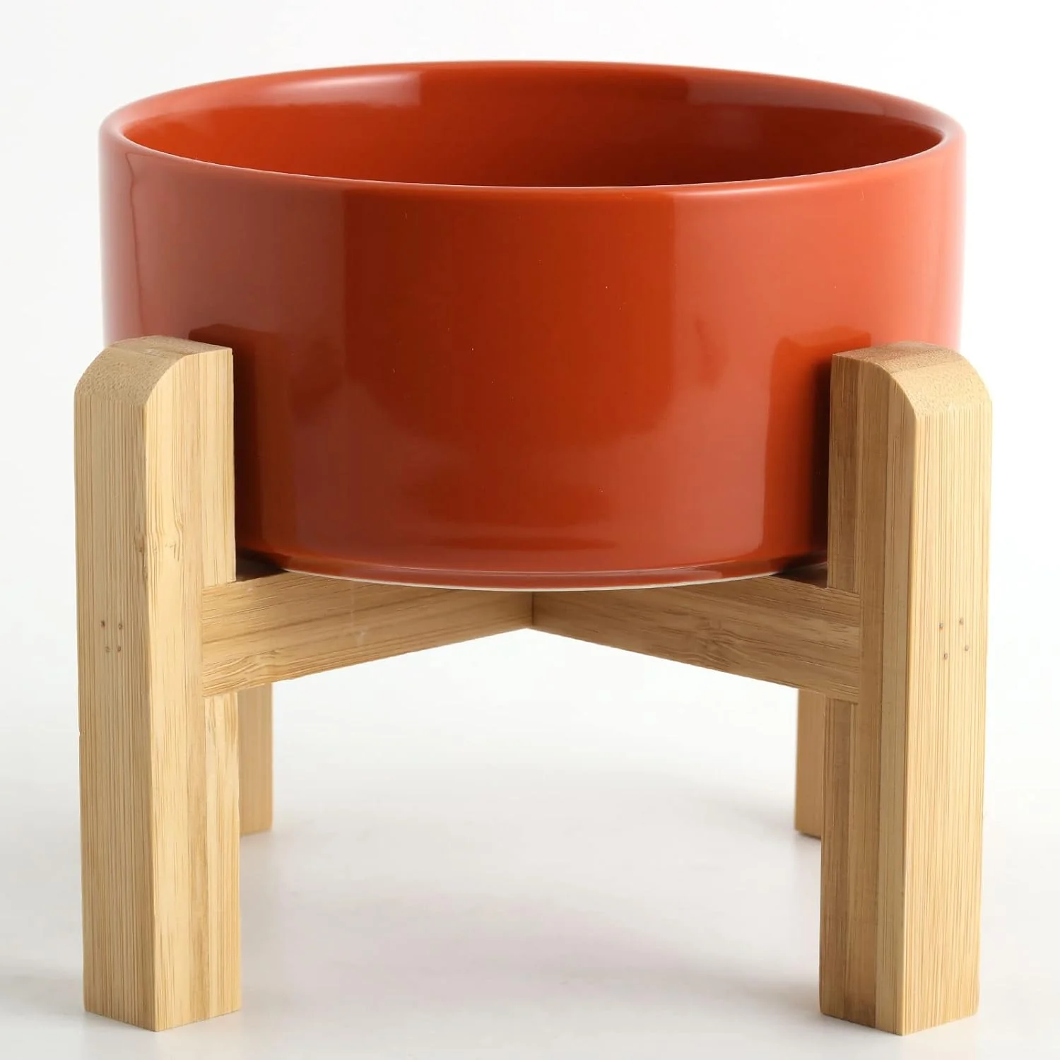 Traditional Petygooing Rust Red d Raised Ceramic Dog Bowl for Small Breeds Dog Food Water Dish with Stand Pet Feeding Bowl with Anti Slip Rubber for Cats and Small Dogs Puppy 13.5 OZ 5.1In 1.7 Cups Authentic