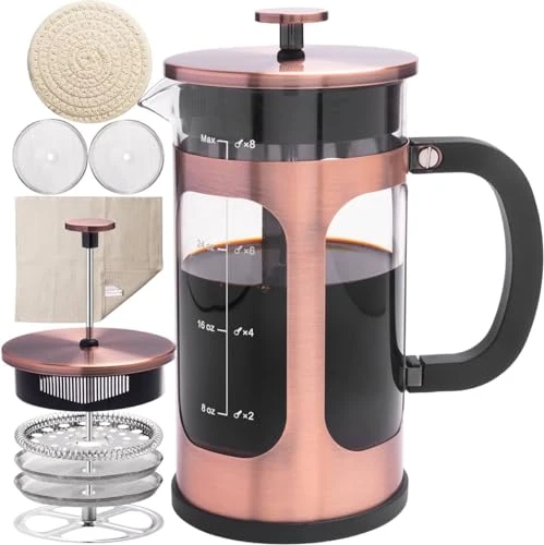 Trendy French Press Coffee Maker 8 cups 34 oz 304 Stainless Steel Coffee Press with 4 Filter Screens 34 Count Verified