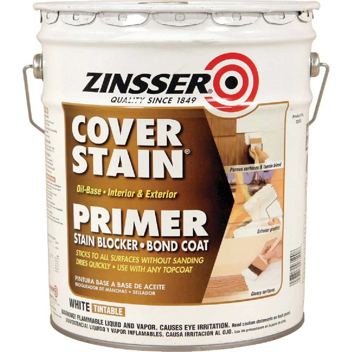 Advanced Zinsser Cover-Stain Oil-Base Interior Exterior Sealer And Stain-Killer Primer White 5 Gal. Convenient