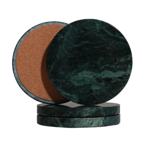 Classic Green Marble Coasters Set of 4 4 Count Comfortable