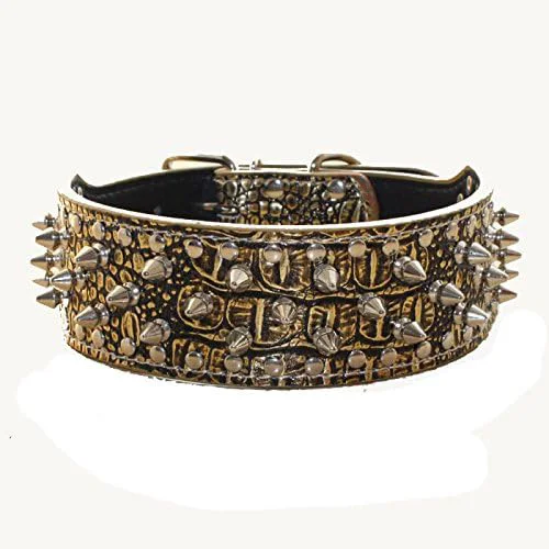 Dependable Serijoars Spiked Studded Dog Collar PU Leather Dog Collar Adjustable Pet Elegant