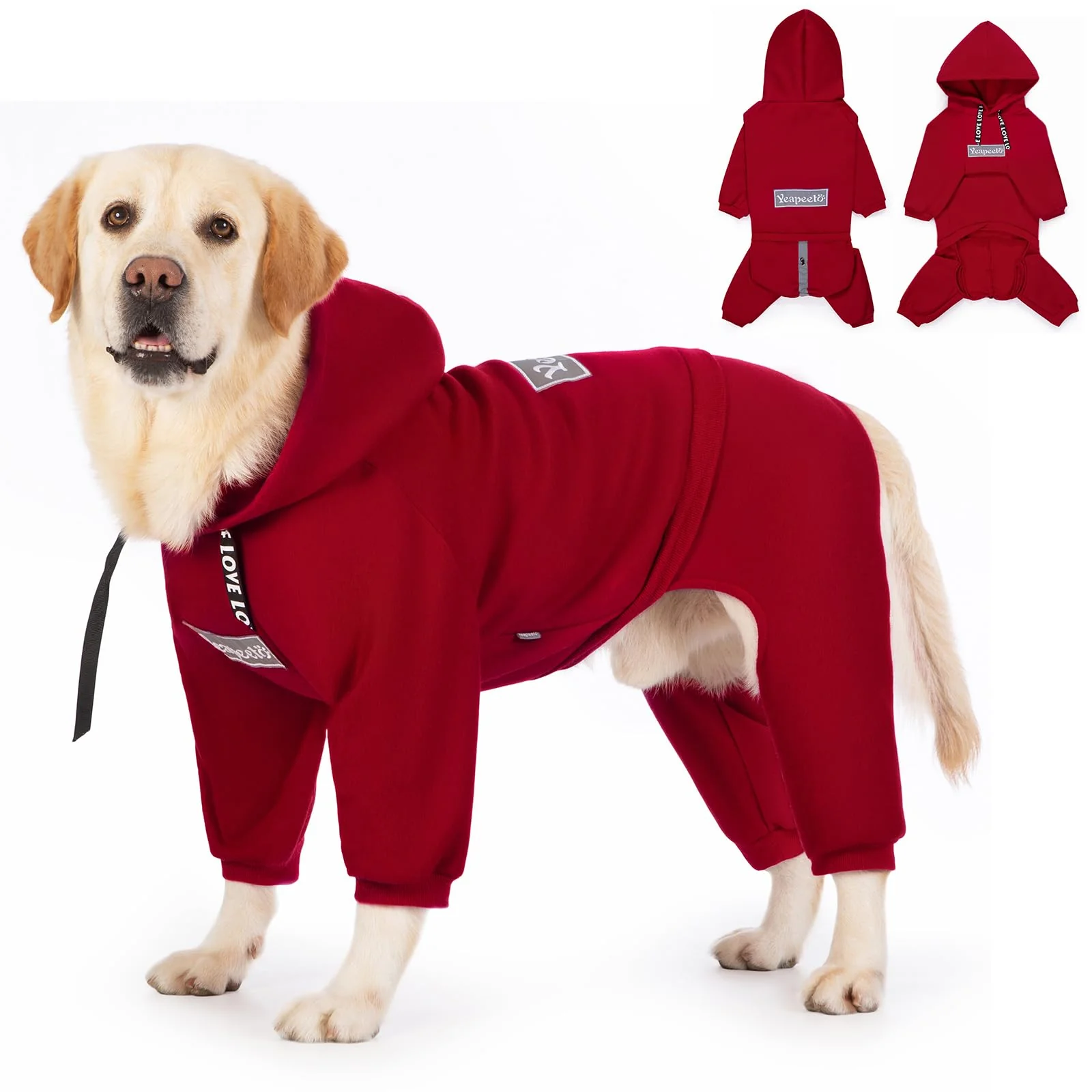 Easy-to-Use Yeapeeto Dog Hoodies Winter Coat for Large Medium Dogs – Red 6X-Large Refined