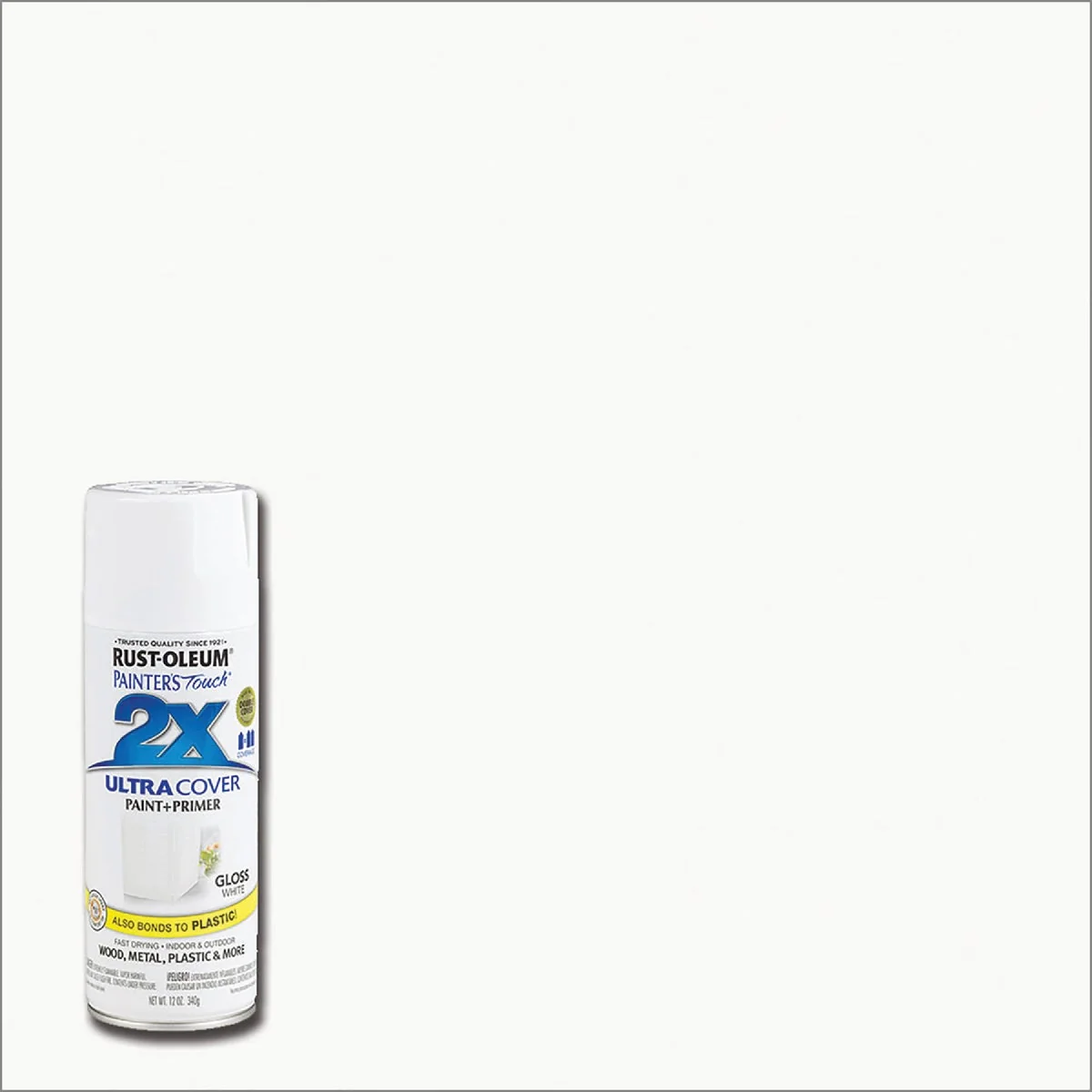 Reusable Rust-Oleum Painter’s Touch 2X Ultra Cover 12 Oz. Gloss Paint Primer Spray Paint White Durable
