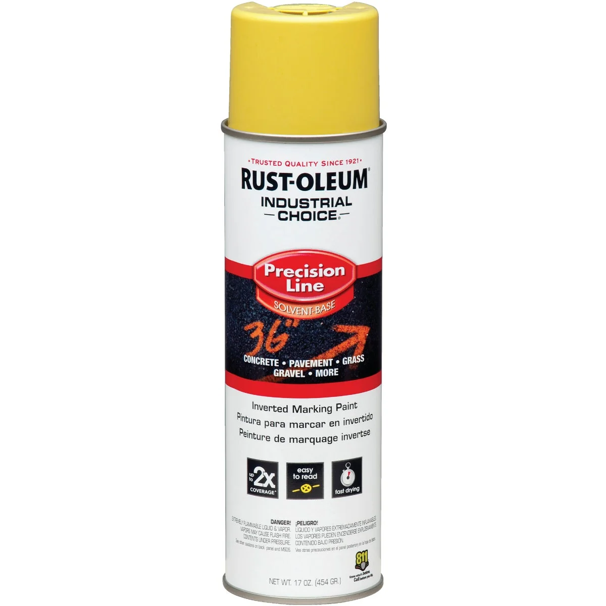 Genuine Rust-Oleum Industrial Choice Hi-Visibility Yellow 17 Oz. Inverted Marking Spray Paint Modern
