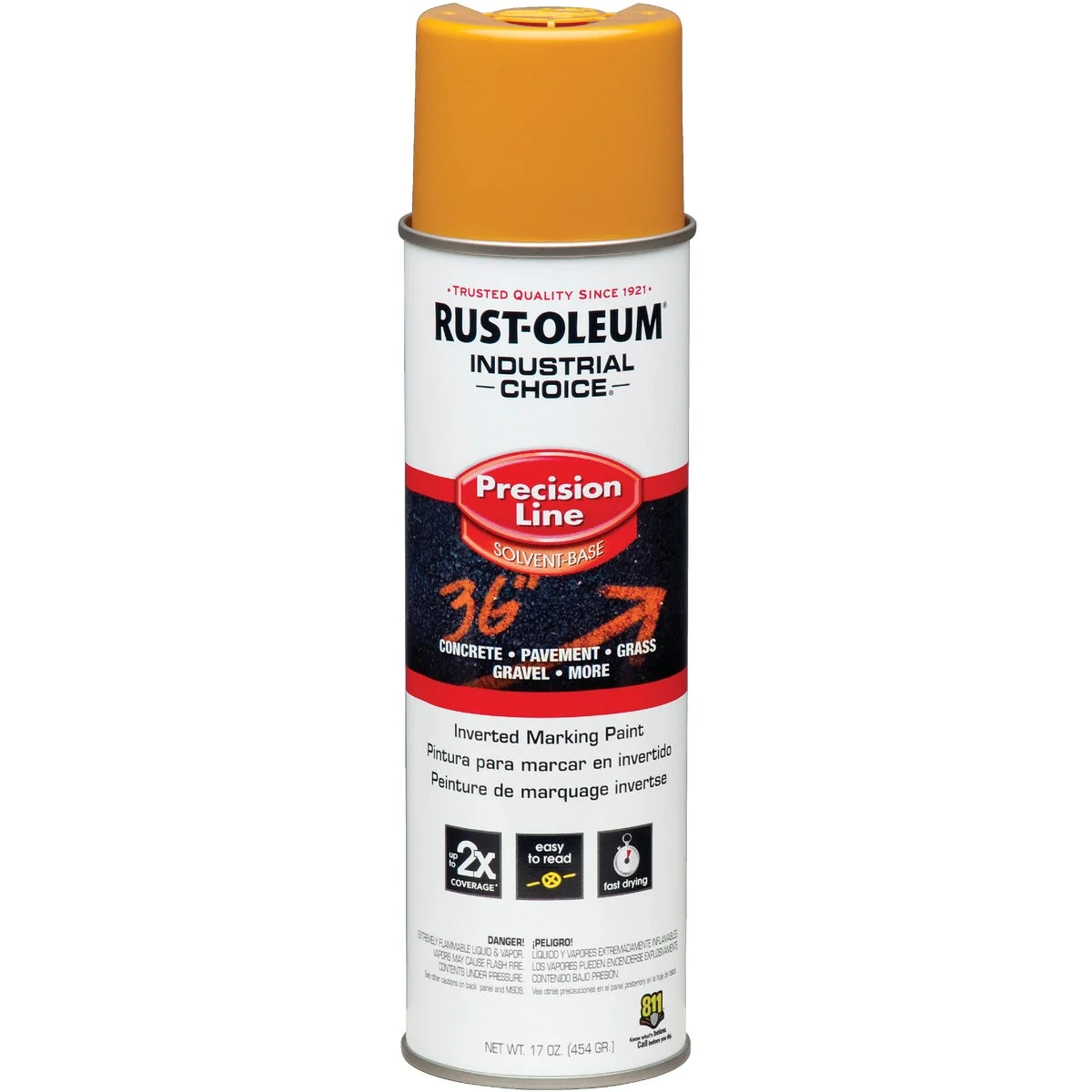 Fine Crafted Rust-Oleum Industrial Choice Caution Yellow 17 Oz. Inverted Marking Spray Paint Certified
