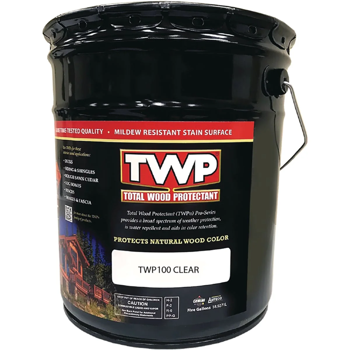 Consistent TWP100 Pro Series Semi-Transparent Wood Protectant Deck Stain Clear 5 Gal. Artisan
