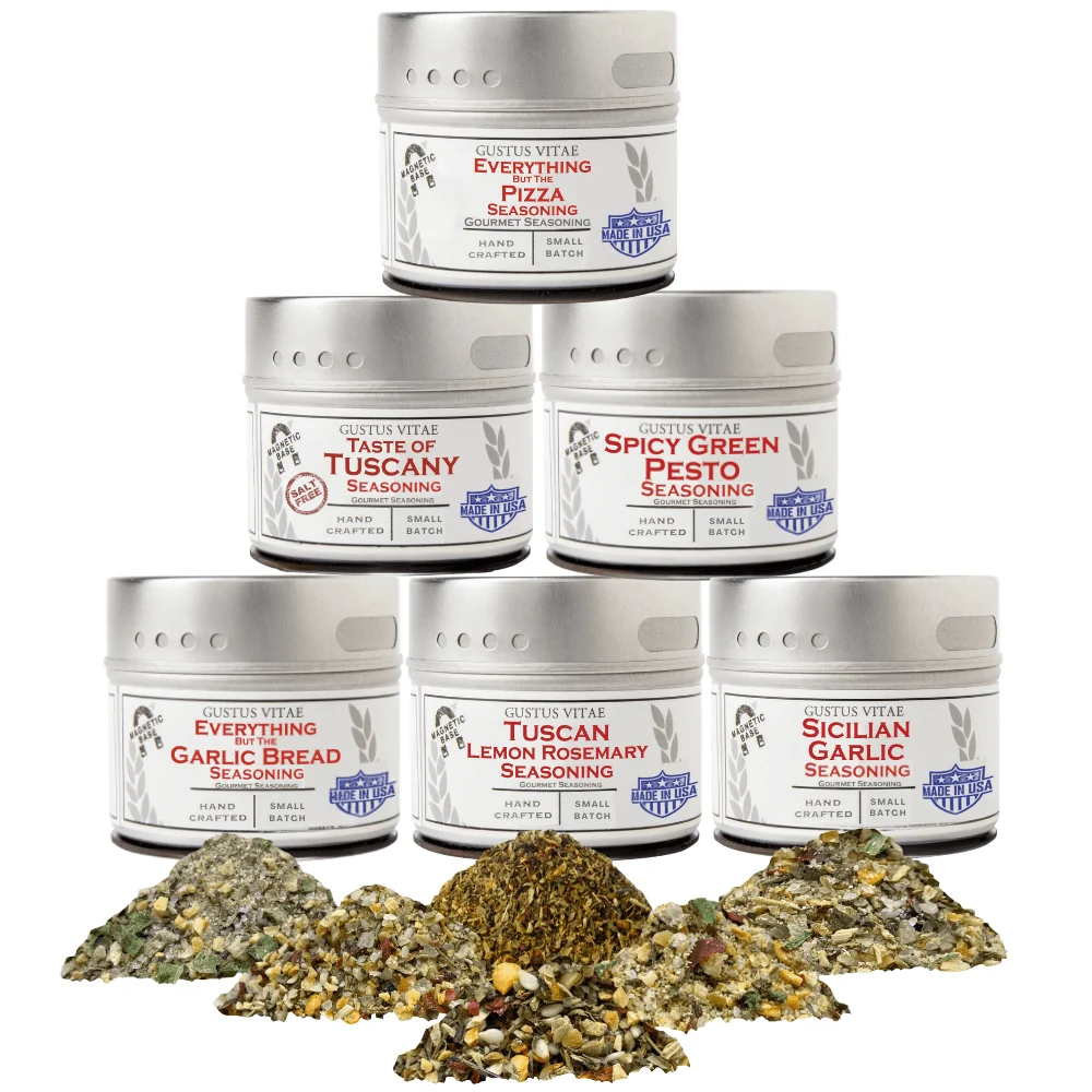 Prestigious Italian Seasoning Gift Set – Tastes of Italy – Artisanal Spice Blends Six Pack Convenient