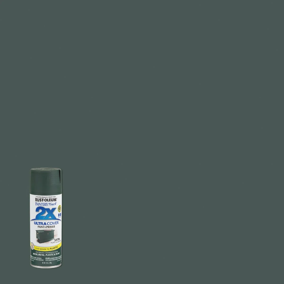 Professional Rust-Oleum Painter’s Touch 2X Ultra Cover 12 Oz. Satin Paint Primer Spray Paint Hunt Club Green Minimalist