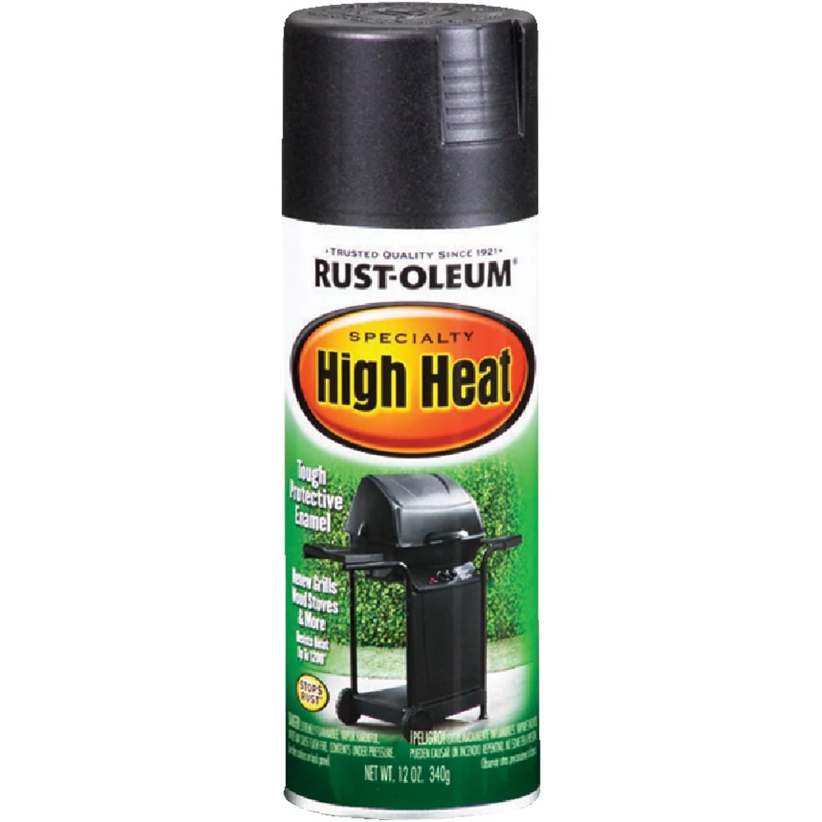 Premium Rust-Oleum Black Satin 12 Oz. High Heat Spray Paint Efficient