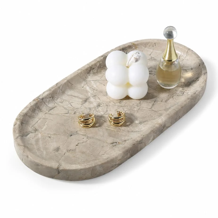 User-Friendly Natural Silver Pearl Marble Decorative Tray Enhanced