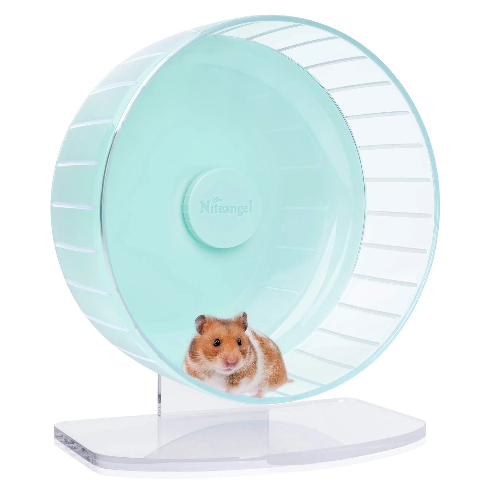 Niteangel Super-Silent Hamster Wheel — 11-Inch Quiet Spinner with Adjustable Base Mint Green Classic