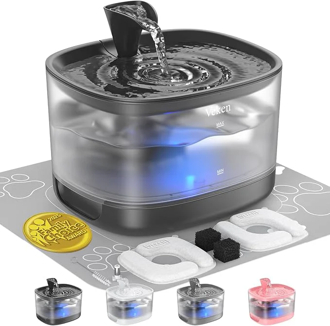 Next-Generation Veken Cat Water Fountain with Detachable Tank 84oz 2.5L Pet Drinking Dispenser Classic