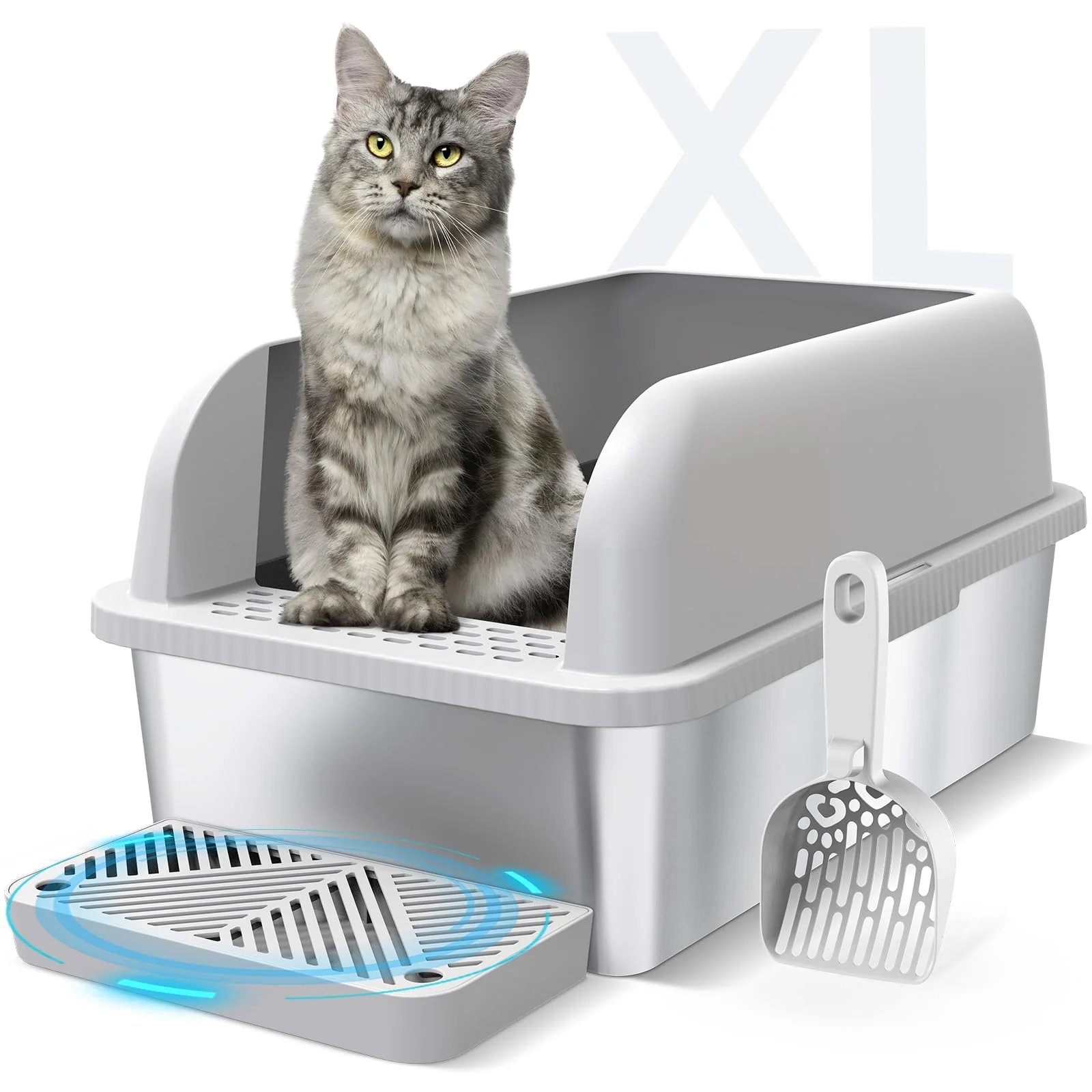 Flexible Suzzipaws Enclosed XL Stainless Steel Cat Litter Box with Lid Trendy