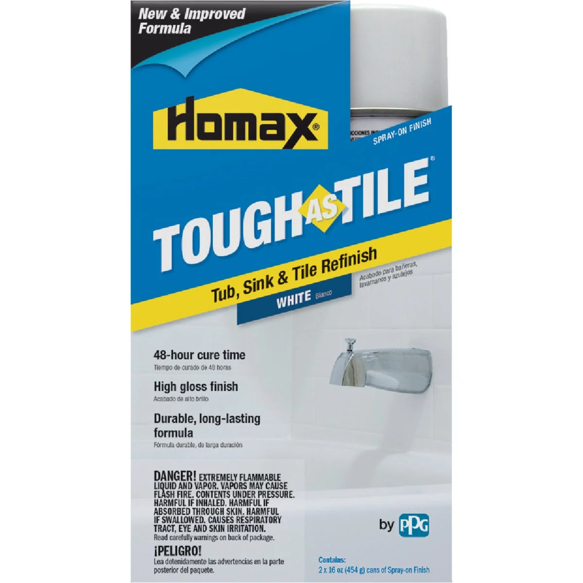 Environmentally Friendly Homax Tough as Tile 16 Oz. White High Tub Tile Spray Paint Finish 2-Pack Convenient