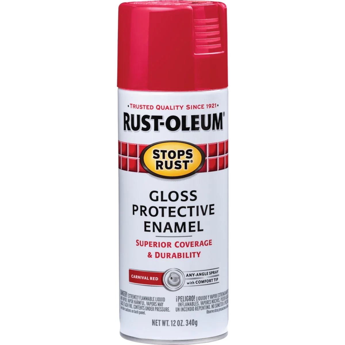 Eco-Friendly Rust-Oleum Stops Rust Carnival Red Gloss 12 Oz. Anti-Rust Spray Paint Easy-to-Use