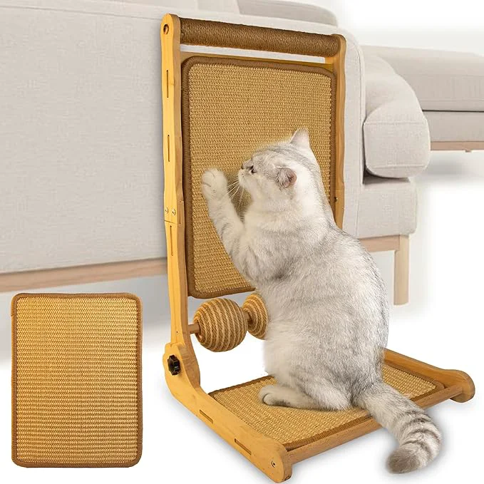 Reliable L-Shaped Cat Scratcher with Dual Sisal Carpet Surfaces Reversible Vertical Horizontal Scratching Board for Indoor Cats Furniture Wall Protector Large Durable Modern Cat Scratcher PadAbout ThisOverview Specialty