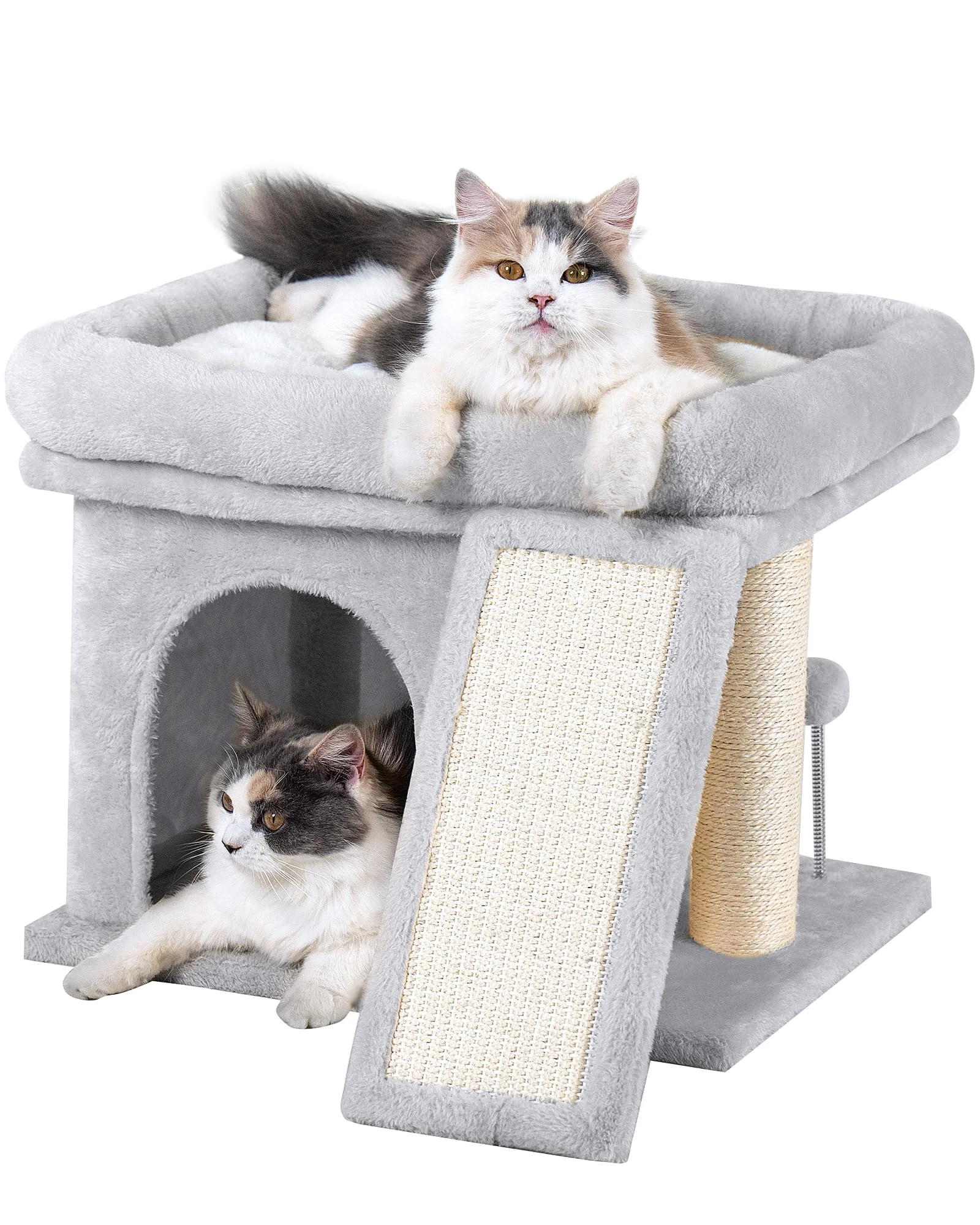 High-Quality Aechonow 14in Cat Tree Tower with 20×16.5in Perch Bed Large Cat Condo Sisal Scratching Post — Light Gray Fashionable