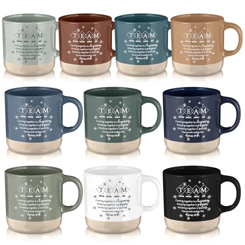 Elegant 10 Pcs Team Gift for Employee Bulk 13 oz Thank You Mugs 10 Count Unique