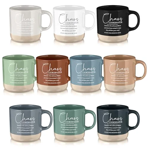 Premium Material 10 Pcs Chaos Coordinator Gift Bulk Inspirational Ceramic Coffee Mugs 13 oz Thank You Mugs Back to School Office Funny Gifts for Women Men Teacher Boss Manager Employee Coworker 10 Count First-Class