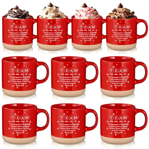 Quality 10 Pcs Team Gifts for Employees Bulk 13 oz Thank You Mugs Gifts Bulk Cups Red Team Cups Inspirational Ceramic Coffee Mugs for Teacher Nurse Coworker Office Staff Manager 10 Count Proven