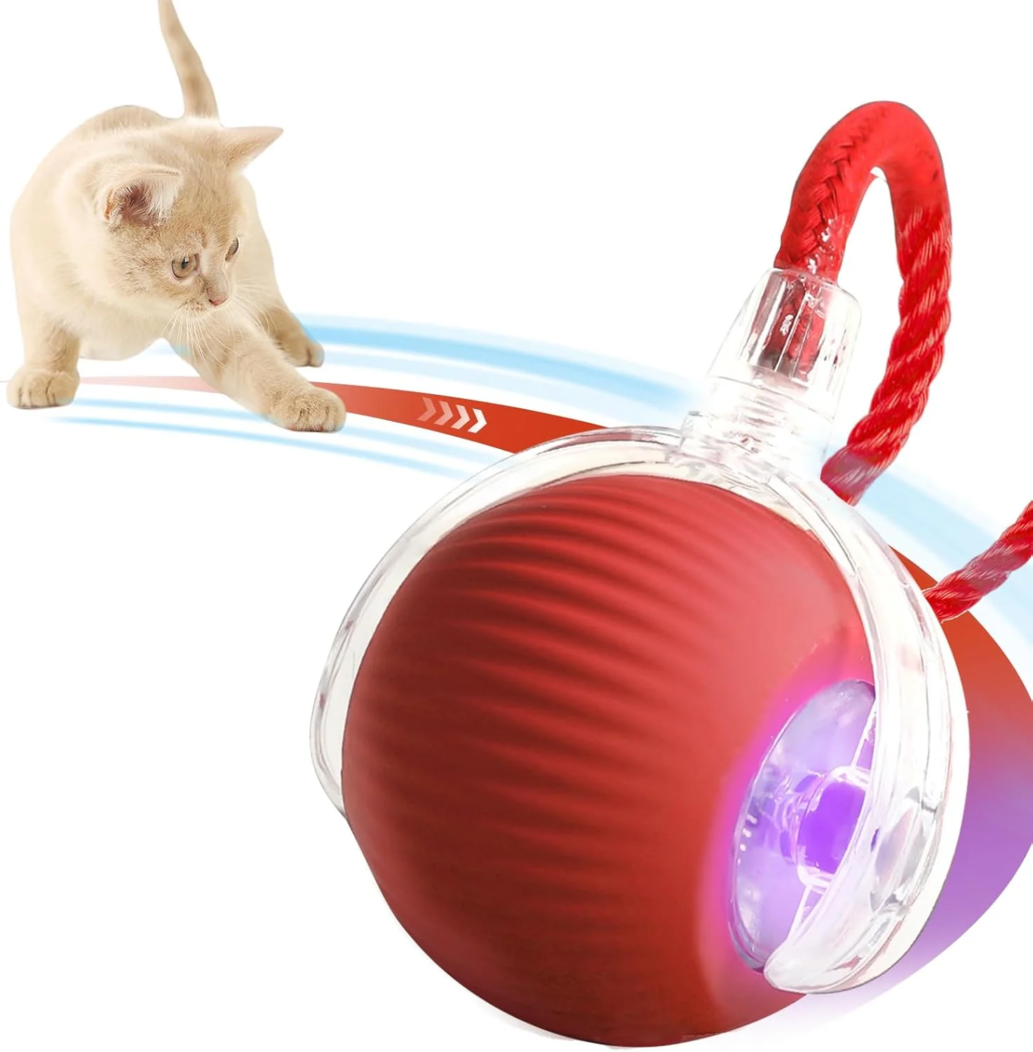 Outstanding Interactive Cat Toys for Indoor Cats Rechargeable 360° Automatic Moving Cat Toy for Bored Indoor Adult Cats 2025 Upgraded Chase Motion Activated Kitten Toys – Red Carefully Designed