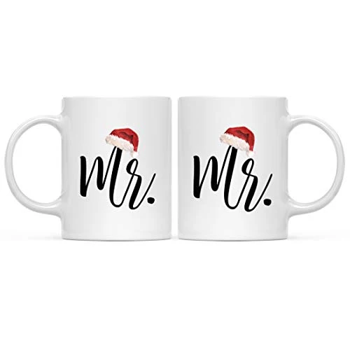 Efficient Christmas Winter Holiday 11oz. Coffee Mug Gay Couples Set 2 Count Dependable
