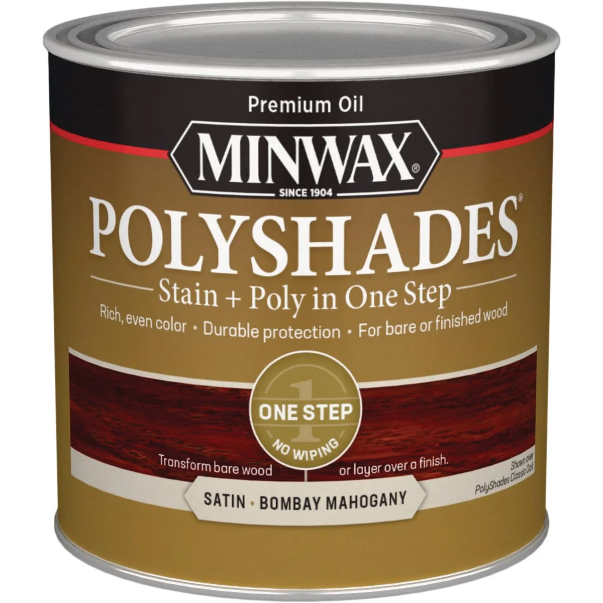 Functional Minwax Polyshades 1 2 Pt. Satin Stain Finish Polyurethane In 1-Step Bombay Mahogany Elegant