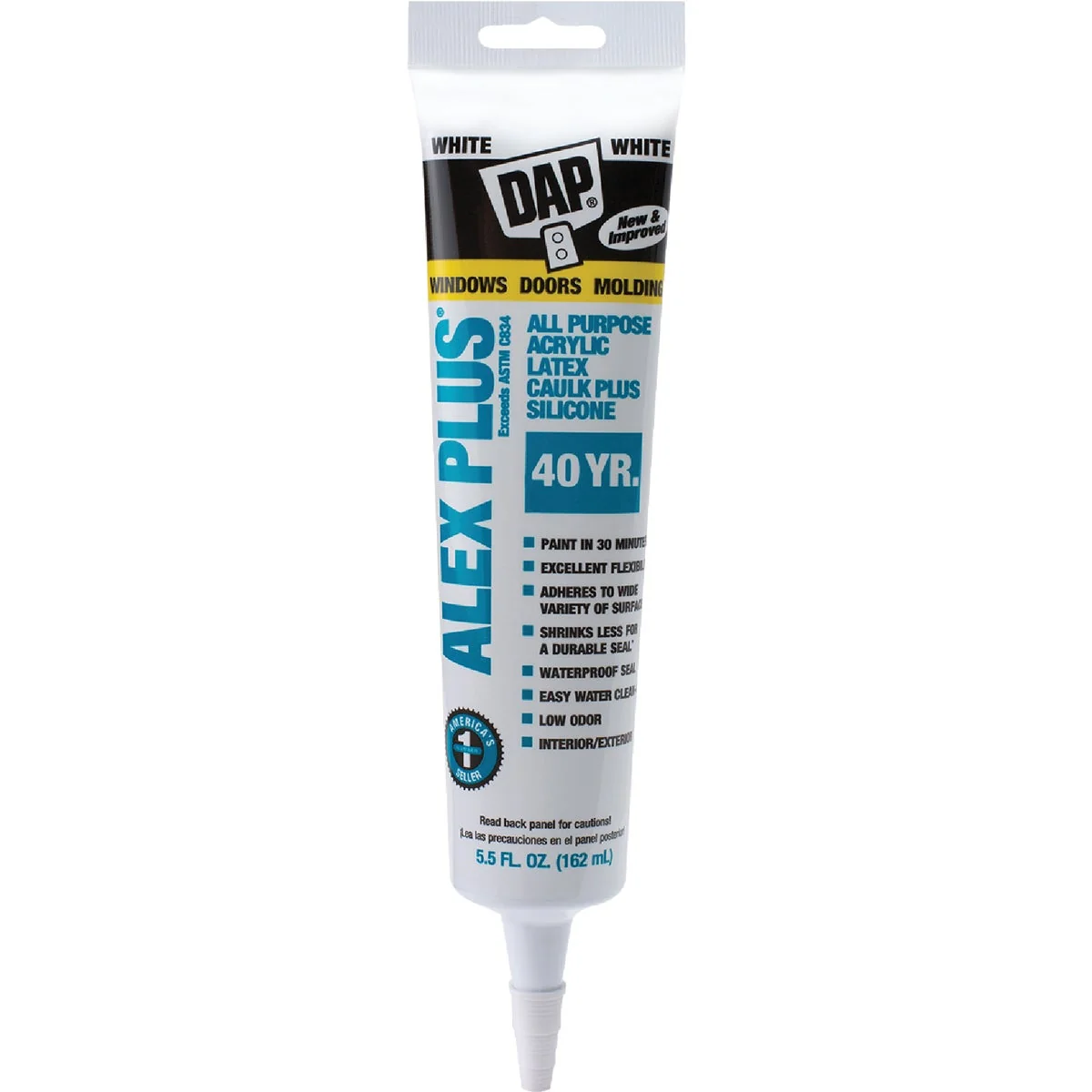 Flexible Dap Alex Plus 5.5 Oz. All Purpose White Siliconized Acrylic Latex Caulk Fast
