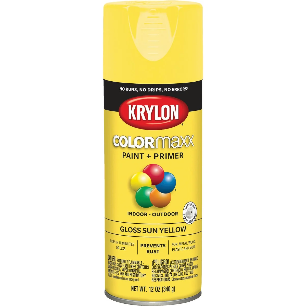 Consistent Krylon ColorMaxx 12 Oz. Gloss Spray Paint Sun Yellow Long-Lasting