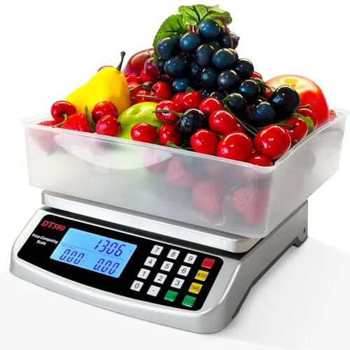 Relaxed 110lb 50kg Food Scale Digital Kitchen Scale with Tray Large LCD Display 304 Stainless Steel Commercial Price Computing Scale Counting Scale for Baking Cooking Meat Industry Counting Adapter Included 2.2 Count Efficient