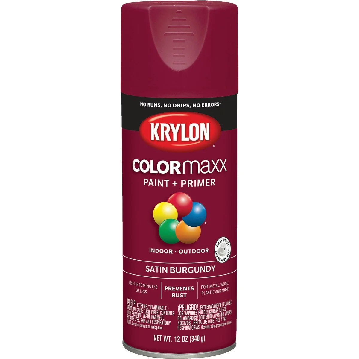 User-Friendly Krylon ColorMaxx 12 Oz. Satin Spray Paint Burgundy Versatile