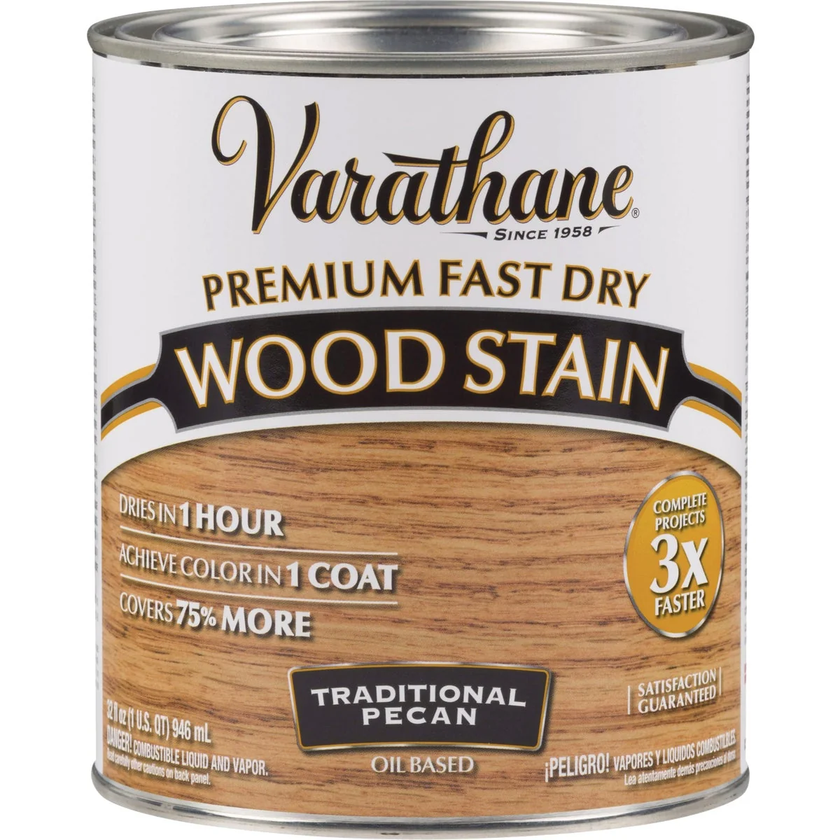 Functional Varathane Fast Dry Traditional Pecan Urethane Modified Alkyd Interior Wood Stain 1 Qt. Safe