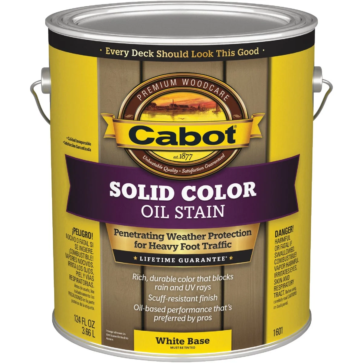Top-Quality Cabot Solid Color Oil Deck Stain White Base 1 Gal. High-Performance