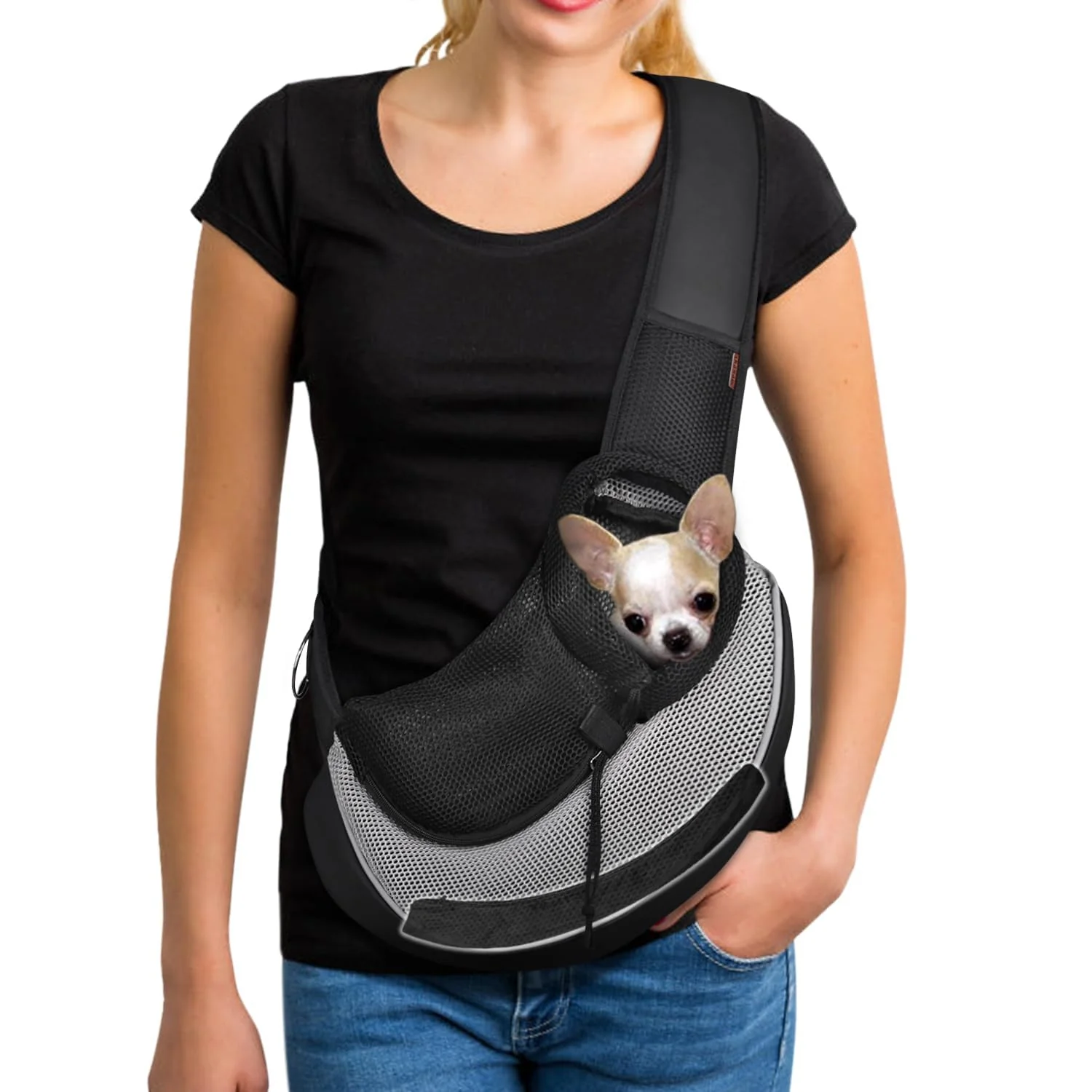 Powerful YUDODO Pet Sling Carrier for Small Dogs Cats – Hands- Breathable Mesh Reflective Safety Gray 3.0 M Exceptional